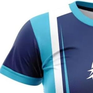 เสื้อฟุตบอลหญิงสีน้ำเงินกรมท่าและสีฟ้าอ่อน แขนสั้น แต่งสีขาว ระบายอากาศได้ดี เหมาะสำหรับการฝึกซ้อมและการแข่งขัน - Product Image 4