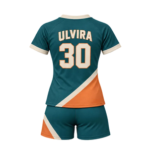 Ensembles de maillots et shorts de football personnalisés pour femmes, col en V, imprimés par sublimation diagonale asymétrique, séchage rapide, uniforme de football, nom et numéro, OEM - Product Image 2