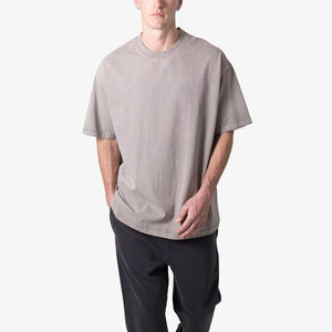 T-shirt vintage surdimensionné pour homme, impression de logo personnalisé, coton, coupe ample, respirant, streetwear d'été, vente en gros, tee-shirt basique tendance - Product Image 4