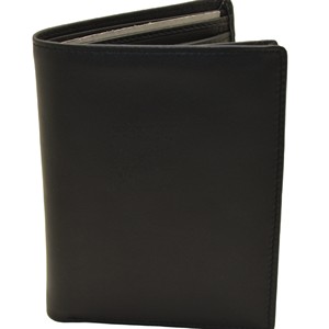 Cartera Trifold de Cuero Genuino para Hombre, Protección RFID, Estilo Minimalista, Negra, de Poliéster, con Bloqueo RFID, para Tarjetas de Viaje - Product Image 1
