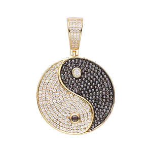 Bijoux Hip Hop Unisexe Pendentif symbole glacé avec diamant Moissanite blanc et argent sterling 925 plaqué rhodium - Product Image 1