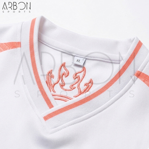 เสื้อฟุตบอลอเมริกันแบบสั่งทำพิเศษ ไซส์พลัส ดีไซน์ทันสมัย สวมใส่สบาย สีพีชและสีขาว พร้อมลายพิมพ์แบบรีดร้อน รุ่นใหม่ล่าสุด - Product Image 4