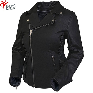 Chaqueta de cuero para motocicleta estilo bomber corta, aprobada, de estilo decente, para mujer, de piel de vacuno con clasificación AA, máxima protección. - Product Image 1