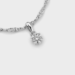 IGI Certified Lab Grown Round Brilliant Diamond Solitaire Pendant 6 Prong Setting in Solid 925 Sterling <b>Silver</b> - Product Image 1