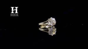 แหวนหมั้นเพชรทรงกลมเจียระไนแบบโบราณ ทองคำ 14K สีเหลือง ประดับเพชรแล็บโกรว์ ทรงกลมเจียระไนแบบเหลี่ยม แหวนแบบขาแหวนแยก - Product Image 6