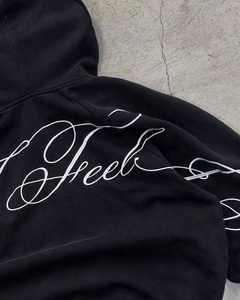 Custom Oversized Cropped <b>Zip</b> Up Hoodie Heavyweight Cotton Fleece Full <b>Zip</b> <b>Hooded</b> Sweatshirt Sleeve Streetwear Unisex hoodie - Product Image 3