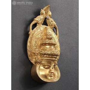 Hecho a mano de latón de 7 pulgadas Kathakali cara colgante de pared artículo de decoración del hogar hecho en La India artículo hecho a mano - Product Image 2