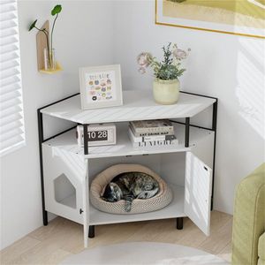 Polygonal Cat House White Living Room Cabinet Furniture Cat Litter Box Pet Furniture - Product Image 1