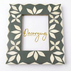 Handmade Strong Green Resin MOP Inlay Photo Frame Floral Leaf Pattern for Home Decor Wholesale - Product Image 1