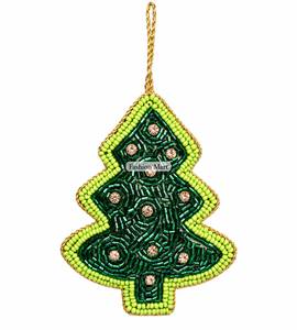 Guirnalda Navideña Hecha a Mano con Cuentas, Adorno Verde, Rojo y Dorado con Estrella y Bastón de Caramelo, Decoración para Árbol de Navidad, Accesorio Artesanal - Product Image 6