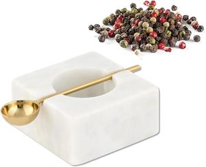 Conteneur à sel et poivre de qualité supérieure, élégant pot à sel et poivre, organisateur moderne pour sel et poivre, salière et poivrière en marbre faites à la main - Product Image 1