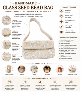 Handmade Glass Seed Bead Square Lightweight Durable Colorful Shoulder Bag Fashion Crossbody Handbag for Women - Product Image 6