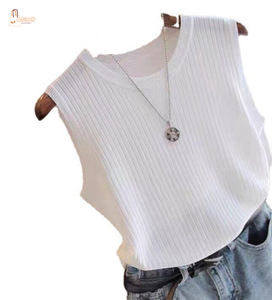 Gilet sans manches décontracté pour femme, tricoté à la main, 100 % coton, à porter en dessus ou en dessous - Product Image 2