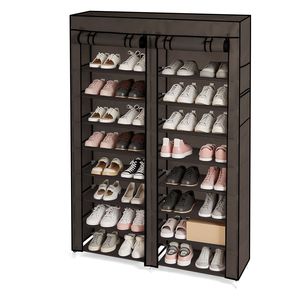 Organizzatore per Scarpe in Tessuto Non Tessuto Marrone Semplice con Design a 10 Ripiani in Tubo di Ferro - Product Image 4