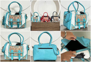 Bolso de Hombro Cruzado de Cuero Genuino con Diseño Floral Grabado, Estilo Vintage, para Mujer, Tendencia 2026 - Product Image 3