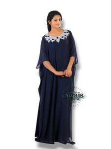 Vestido Maxi de Gasa para Mujer, Elegante, con Cuello Alto, Manga Larga, Lentejuelas Bordadas, Apliques, Transpirable, Estilo Musulmán Modesto - Product Image 2