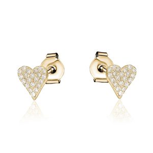 Wholesale 14K Solid Gold Heart Diamond Stud <b>Earrings</b>, Real Natural Round Cut Diamond Cluster <b>Piercing</b>, 18K Gold Fine Jewelry Man - Product Image 1