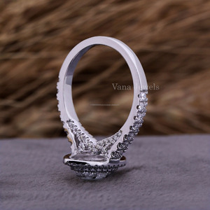 Gold <b>Engagement</b> <b>Ring</b> with <b>Unique</b> Marquise Cut Lab Grown Diamond Double Halo and Pave Setting Perfect Wedding or Anniversary Gift - Product Image 5