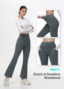 Women High Waist <b>Black</b> <b>Leggings</b> Slim Fit Knitted Spandex Cotton Winter Casual Solid Color Breathable Full Length Pants - Product Image 4