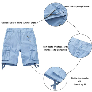 New Fashion <b>Knee</b> <b>Length</b> <b>Women</b> <b>Cargo</b> <b>Shorts</b> 100% Cotton Solid Color High Waist Button Fly Casual Tactical Summer <b>Cargo</b> <b>Shorts</b> - Product Image 6