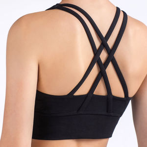 Soutien-gorge de sport pour femme en polyester respirant, écologique, à séchage rapide, de haute qualité, avec bretelles croisées, maintien élevé et sans coutures - Product Image 4