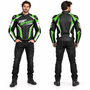 Chaqueta de Motociclista de Cuero Genuino para Hombre, Chaqueta de Motociclista con Cierre Completo y Estampado, Chaqueta de Motociclista con Cuello de Botones - Product Image 6