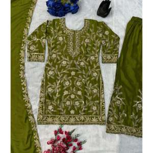 Ensemble haut, pantalon palazzo et dupatta pour femmes, vêtements de soirée de créateur - Product Image 4