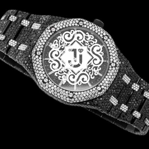 นาฬิกาข้อมือเพชรโมอิสซาไนต์ VVS คุณภาพดีที่สุด รุ่น Black Roduam ประดับเพชรแบบ Iced Out สไตล์ Bling ตัวเรือนสแตนเลสสตีล ทนทาน - Product Image 2