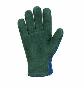 Wholesale <b>Working</b> <b>Gloves</b> With Blue Spandex Green leather Safety <b>Gloves</b> Wrist Length Breathable For Outdoor Daily Use All season - Product Image 6