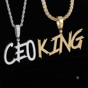 Pendentif Lettre King Luxira Jewels en Argent 925 Plaqué Or 18K avec Micro-Incrustation de Moissanite, Style Hiphop, Bijou pour Homme, Cadeau - Product Image 2
