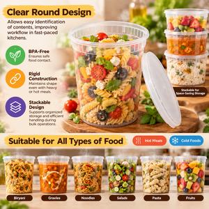 32 OZ Round PP <b>Plastic</b> <b>Food</b> <b>Container</b> With Lid Leak Proof Microwave Safe Freezer Safe BPA Free Disposable <b>Food</b> Packaging Box - Product Image 3