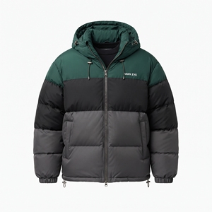 Chaqueta Acolchada con Capucha para Hombre Hawk Eye, Diseño Color Block, Abrigo de Invierno Resistente al Viento, Relleno Grueso de Poliéster - Product Image 1