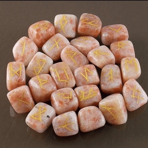 Juego de Letras de Piedra del Sol Pulida, Piedra Energética Natural Wicca, Adivinación, Intuición, Reiki, Meditación, Protección, Vikinga - Product Image 2