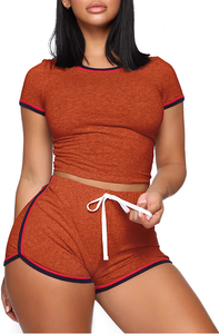 OEM ODM Custom Logo Women's Two Piece Strapless Casual <b>Set</b> Solid <b>Knitted</b> Polyester Cotton Summer Fashion Crop Top Knee-Length - Product Image 3