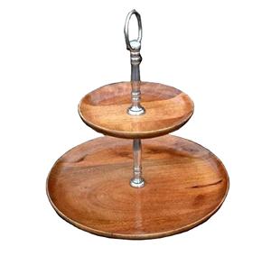 2-Tier <b>Wooden</b> <b>Cake</b> <b>Stand</b> | Rustic Dessert <b>Stand</b> for Serving and Displaying Food - Product Image 1