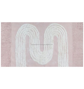 Alfombra de suelo de algodón bohemio al por mayor alfombra de exterior bordada hecha a mano alfombra de exterior de pila baja decoración de puerta de oración de comedor India - Product Image 5