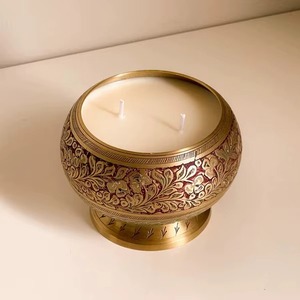 Meena Work Candle Jar Unique Round Candle Jar Metal Candle Jar With Soy Wax for Christmas Home Decoration - Product Image 3