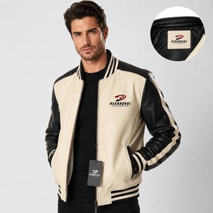 Contemporary mens leather jacket tailored for exceptional fit lasting quality and stylish casual wear in <b>cooler</b> weather - Product Image 4