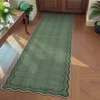 Hallway 2x6 Washable Vintage Kitchen Non Slip Laundry Distressed Dark Green Scalloped Entryway Bedside Runner Rugs