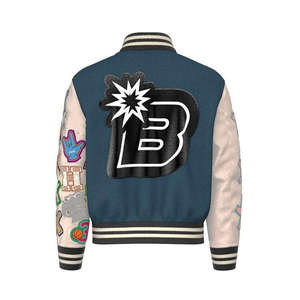 Chaquetas Varsity Letterman para Hombre en Stock, Cuello Alto, Logotipo Bordado, Chaqueta Bomber Oversize, Largo Regular - Product Image 3