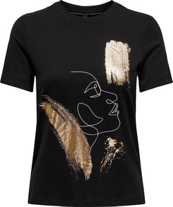 Camiseta de algodón estampada para mujer 100% estilo corto informal de punto con cuello Anti-Pilling característica bordado lentejuelas decoración camiseta - Product Image 5