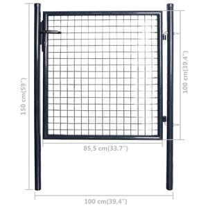 Gray Galvanized Steel 33.7"x39.4" <b>Mesh</b> <b>Garden</b> Gate - Product Image 5
