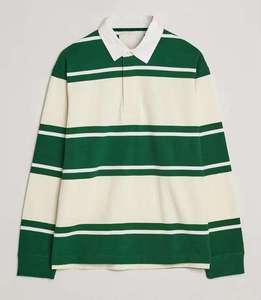 Custom Logo Mens Rugby <b>Polo</b> Shirt Long Sleeve Stripe T-Shirt Pure Cotton Jersey Twill Collar Casual Shirt - Product Image 4