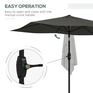 Ombrellone Rettangolare da Esterno 6.5x10 Grigio Scuro con Manovella e Pulsante Inclinabile, Ombreggiatura 10ft (2.7m) in Poliestere per Cortile - Product Image 5
