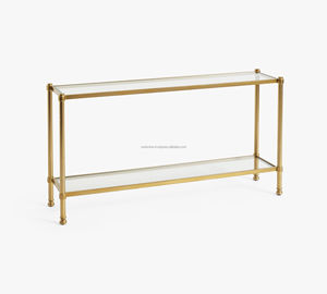 โต๊ะคอนโซลกระจก everson พื้นผิวกระจกที่ซับซ้อนและฐานโลหะหรูหราสำหรับเฟอร์นิเจอร์ในร่มราคาไม่แพง - Product Image 4