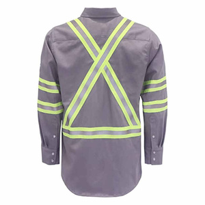Pantalon de travail haute visibilité pour homme, manches longues, gris, rayures jaunes, haute qualité, certifié Oeko-Tex, résistant à l'abrasion - Product Image 3