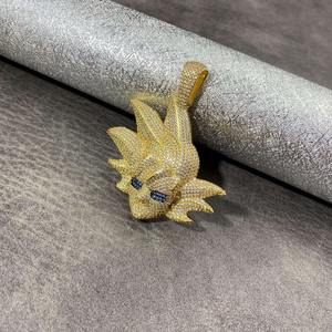 Collar con Colgante de Dibujos Animados, Estilo Hip Hop, con Diamantes, Chapado en Oro de 18K, para Hombre y Mujer - Product Image 1