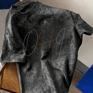 Camiseta Oversize Vintage Lavada Personalizada – Camiseta Gráfica Estilo Streetwear con Lavado Ácido – Top de Verano de Algodón Holgado Casual de Moda Hip Hop - Product Image 1