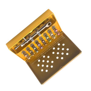 Juego de Destornilladores Protésicos Dentales de Aluminio Anodizado Dorado de Primera Calidad, con Logotipo Personalizado, Autoclavables, con Llave de Trinquete de Torque - Product Image 4