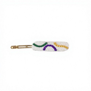 Pinza de pelo con cuentas de Mardi Gras personalizable para mujeres y niñas, cuentas de semillas bordadas, diseños completos de perlas, pasador, accesorio para el cabello - Product Image 1